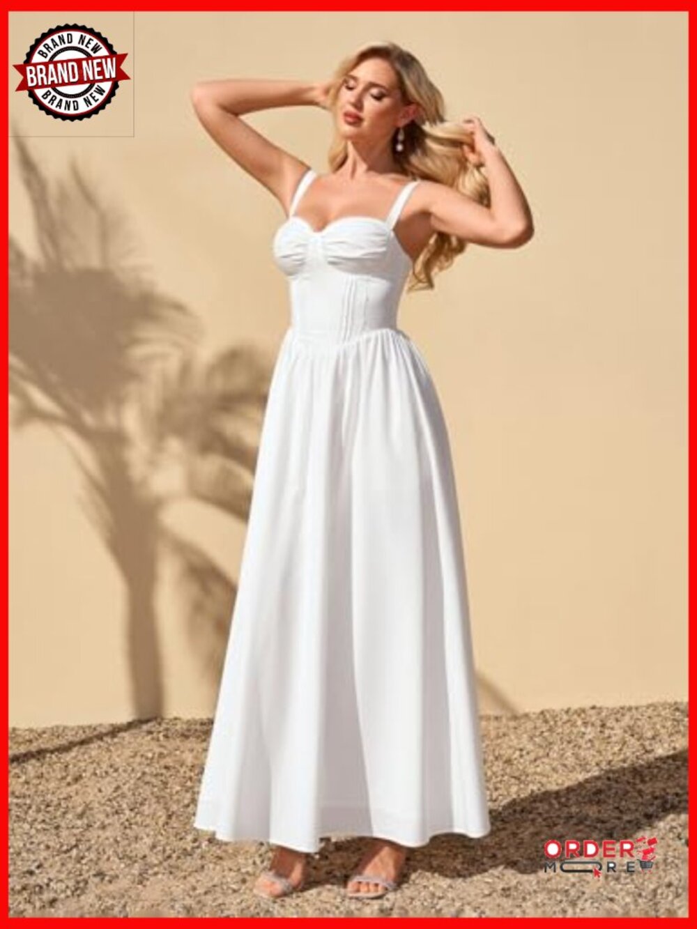 Floral Lace Corset Maxi Dress Smocked Ruched Wedding Guest Dress with Pockets - Picture 3 of 7